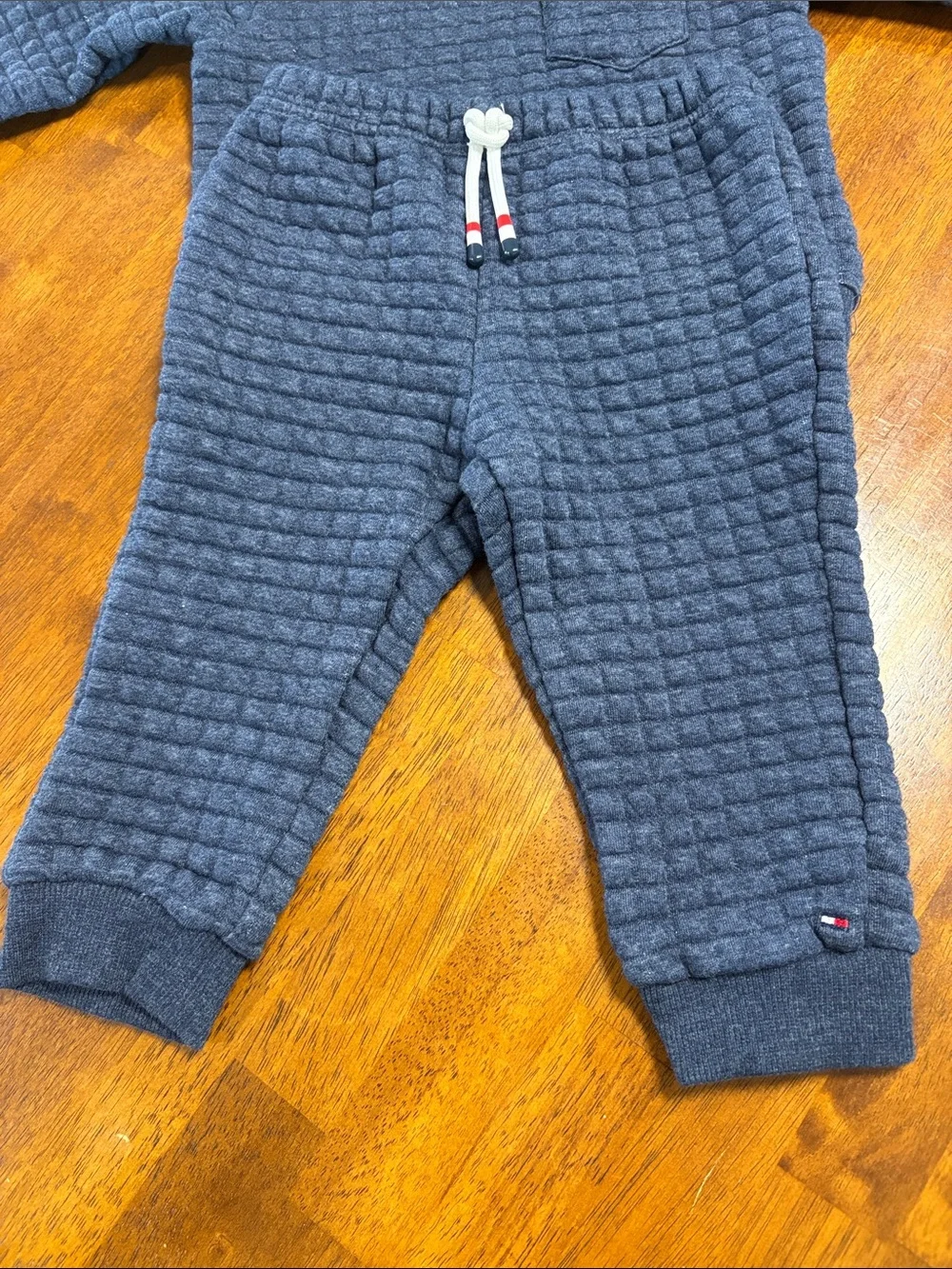 Tommy Hilfiger Quilted Toddler Pajama Set in Charcoal Blue